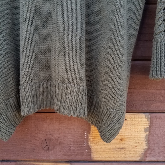 Express Olive Green Oversized Knit Woven Sweater - Picture 7 of 9
